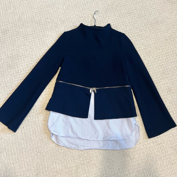 Zara Tops - Zara Knit Half Zip Shirt Tail Top